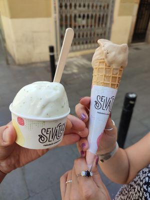 Lemon and mint sorbet at Selvática in Barcelona