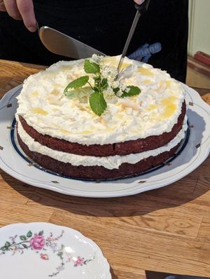 vegan caramel cake at Bagarstugan Cafe & Vin in Mariehamn
