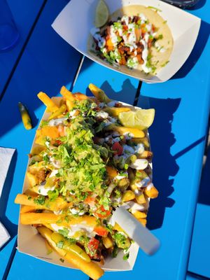 Fries and potato taco at Rad.ish Street Food in Williamsburg