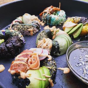 Sushi donuts  at Rad.ish Street Food in Williamsburg