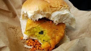 Vada pav ($4). Delicious and 100% authentic to Maharashtra. at Muddy Tiger in Edina