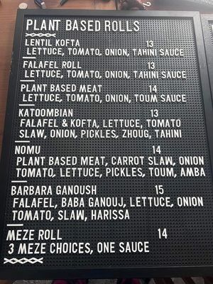 New plant based menu May 2024 at Cedar Falafel & Kebab House in Katoomba