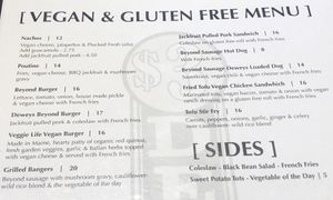 Vegan Menu at Three Dollar Deweys in Portland