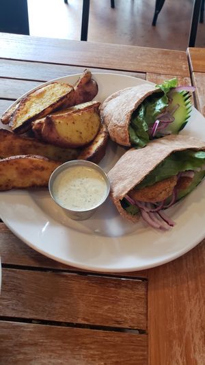 Baked falafel pita at Holi Vegan Kitchen in Miami