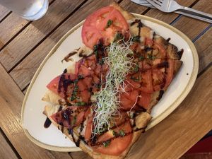 Caprese Flatbread at Holi Vegan Kitchen in Miami