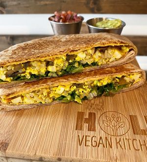 Crunch wrap at Holi Vegan Kitchen in Miami