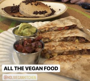 Everything from Vegan Chocolate Pancakes to Vegan Quesadillas! at Holi Vegan Kitchen in Miami