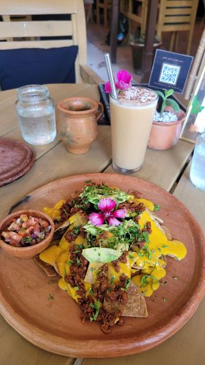 Nachos with vegan Cheese & Soymeat at Once:Once in Antigua