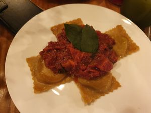Best ravioli ever! Delicious tomato sauce at Once:Once in Antigua