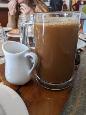 Drip coffee with oat milk at The Modern Bakeshop & Cafe in Revelstoke