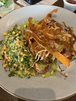 Vegan vege lasagne with vegan cheese with quinoa salad and crunchy sweet potato. A big winner.!   at Noosa Reef Hotel in Noosa Heads