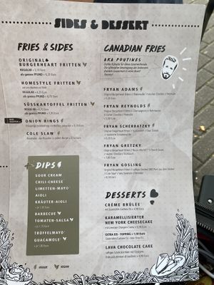 Menu at Burgerheart in Konstanz