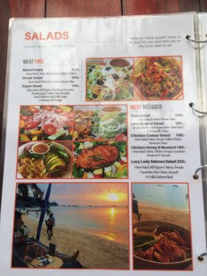 Menu July 2019 at Lazy Bar in Koh Tao