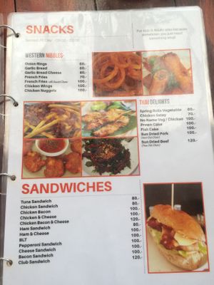 Menu July 2019 at Lazy Bar in Koh Tao