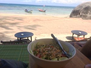 Amazing salad right on the beach! at Lazy Bar in Koh Tao