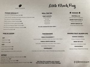 Drinks Menu at Little Black Pug in Mount Gravatt