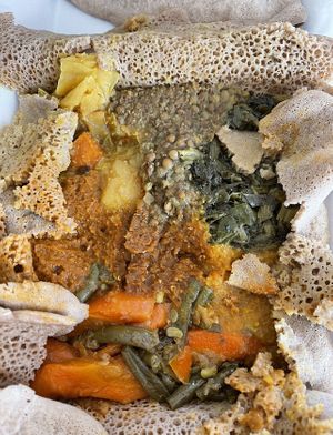 Veggie combo - just passable now and served lukewarm   at Fasika in St Paul