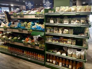 organic vegetables and dry fruit at Carrefour City in Levallois-perret