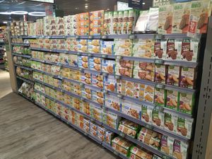 a large vegan choice at Carrefour City in Levallois-perret