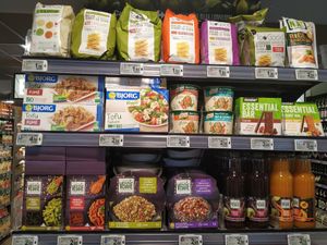 a large vegan choice at Carrefour City in Levallois-perret