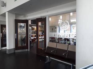 Entrance in bus station at Stop & Pour in Worksop