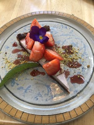 Raw strawberry cheesecake  at Chidakasha Skye in Isle Of Skye