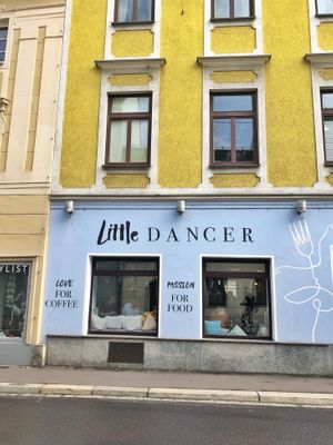 Outside the Cafe  at Little Dancer in Linz