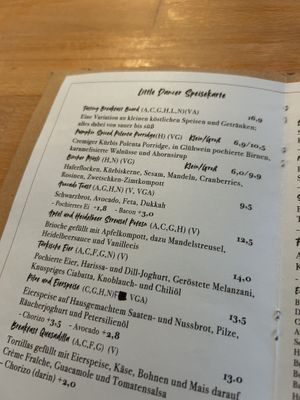 speisekarte  at Little Dancer in Linz