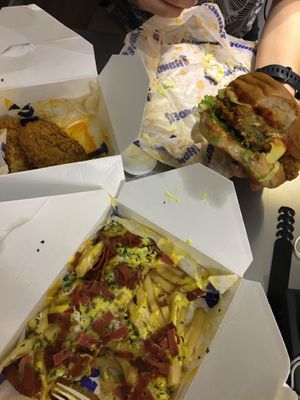 Nuggets, sandwich, decked out fries  at Thunder Vegan - Malasaña in Madrid