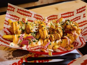 Loaded fries with shrimp at Thunder Vegan - Malasaña in Madrid