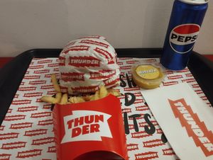 Combo with Thunder burger at Thunder Vegan - Malasaña in Madrid