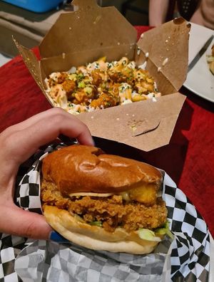 Thunder Burger and vegambes fries at Thunder Vegan - Malasaña in Madrid