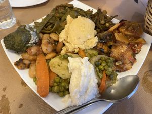 Vegan variety of appetisers €20 amazingly delicious and great value. So much food it was almost difficult to finish with two. I regretted ordering bread on the side    at Boulamatsis in Naxos