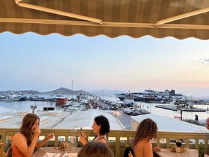 Gorgeous views of the Harbor minus the ferry  at Boulamatsis in Naxos
