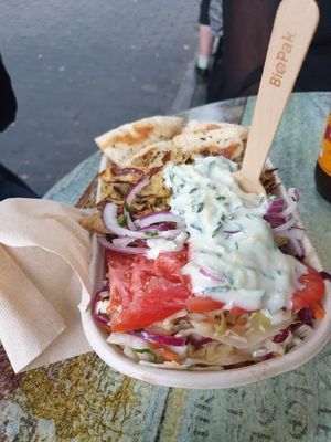 Open plate "lamb" yiros at Staazi & Co in Adelaide