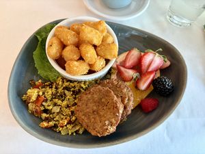 Tofu scramble with tator tots   at The SaltBox Cafe in Kill Devil Hills