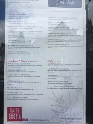 Menu Part II at Caffe Scozia in Pitlochry