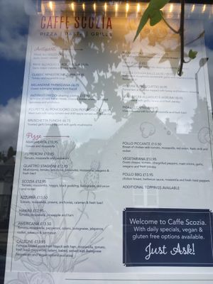 Menu Part I at Caffe Scozia in Pitlochry