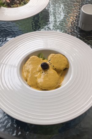 Papa a la Huanoaina at Cuchara Llena in Ollantaytambo