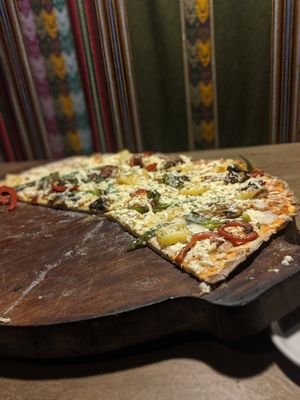 Wood fired pizza. at Cuchara Llena in Ollantaytambo