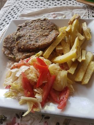 Quinoa "burger" at Cuchara Llena in Ollantaytambo