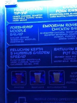 Menu at Disneyland - Docking Bay 7 in Anaheim