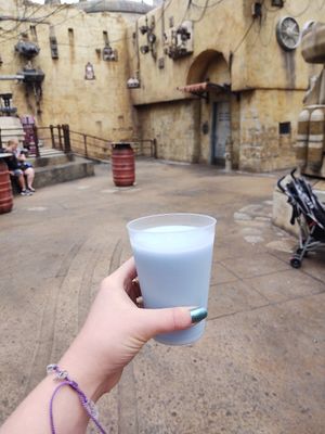 Blue milk, it is $8 but is quite refreshing. It is like a slushy and tastes like pineapple and some other fruit flavors. Overall very tasty. at Disneyland - Milk Stand in Anaheim