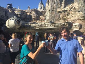 Some refreshing blue milk before our test flight at Disneyland - Milk Stand in Anaheim