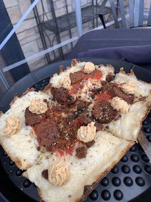 Detroit style vegan pizza at Fiammé in Naperville