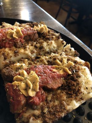 Detroit style pizza  at Fiammé in Naperville