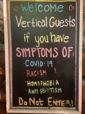 Sign on entry at Vertical Diner and The Gold Room in Portland