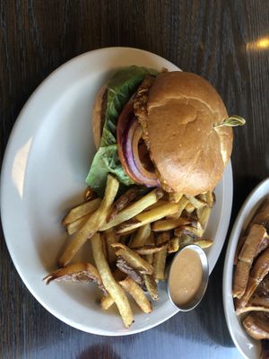 Crispy chicken sandwich  at Vertical Diner and The Gold Room in Portland