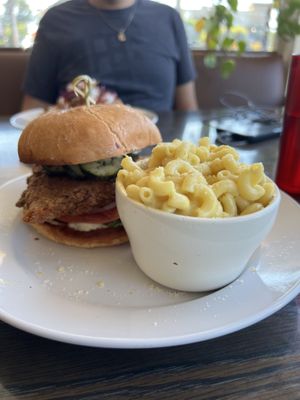 Fried chick’n sandwich & mac n cheese  at Vertical Diner and The Gold Room in Portland