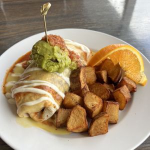 sunrise burrito with sausage  at Vertical Diner and The Gold Room in Portland